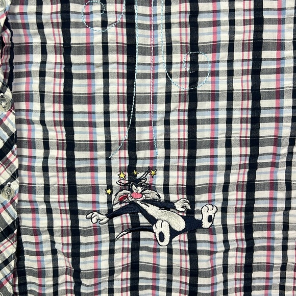 Vintage Looney Tunes Tweety Bird and Sylvester Embroidered Sleeveless Shirt - Picture 4 of 5